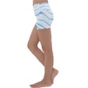 Faded Denim Blue Abstract Stripes on White Kids  Lightweight Velour Yoga Shorts View2