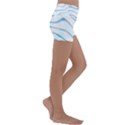 Faded Denim Blue Abstract Stripes on White Kids  Lightweight Velour Yoga Shorts View3