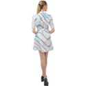 Faded Denim Blue Abstract Stripes on White Belted Shirt Dress View2