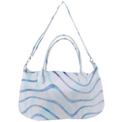 Faded Denim Blue Abstract Stripes On White Removal Strap Handbag by SpinnyChairDesigns