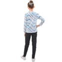 Faded Denim Blue Abstract Stripes on White Kids  Long Mesh Tee View2