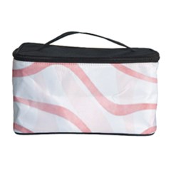 Pink Abstract Stripes On White Cosmetic Storage by SpinnyChairDesigns