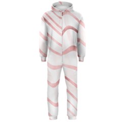 Pink Abstract Stripes On White Hooded Jumpsuit (men)  by SpinnyChairDesigns