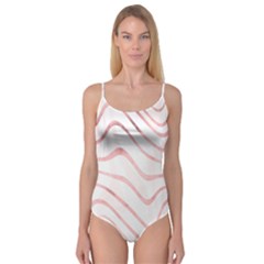 Pink Abstract Stripes On White Camisole Leotard  by SpinnyChairDesigns