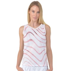 Pink Abstract Stripes On White Women s Basketball Tank Top by SpinnyChairDesigns