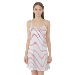 Pink Abstract Stripes On White Satin Night Slip