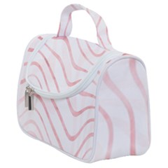 Pink Abstract Stripes On White Satchel Handbag by SpinnyChairDesigns