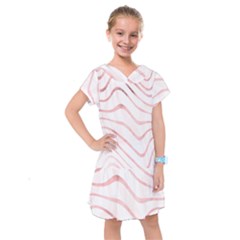 Pink Abstract Stripes On White Kids  Drop Waist Dress by SpinnyChairDesigns