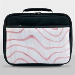 Pink Abstract Stripes On White Lunch Bag by SpinnyChairDesigns