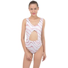 Pink Abstract Stripes On White Center Cut Out Swimsuit by SpinnyChairDesigns