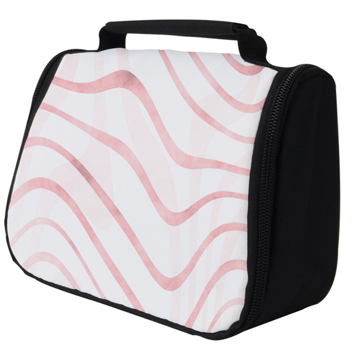 Pink Abstract Stripes on White Full Print Travel Pouch (Big)