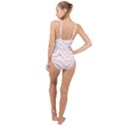 Pink Abstract Stripes on White High Neck One Piece Swimsuit View2