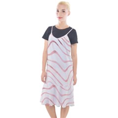 Pink Abstract Stripes On White Camis Fishtail Dress