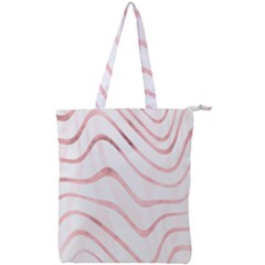 Pink Abstract Stripes On White Double Zip Up Tote Bag by SpinnyChairDesigns