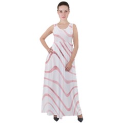 Pink Abstract Stripes On White Empire Waist Velour Maxi Dress by SpinnyChairDesigns