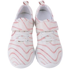 Pink Abstract Stripes On White Women s Velcro Strap Shoes by SpinnyChairDesigns