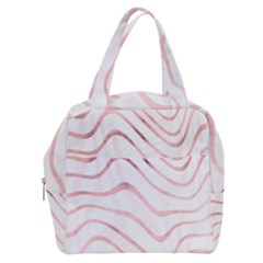 Pink Abstract Stripes On White Boxy Hand Bag by SpinnyChairDesigns