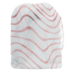 Pink Abstract Stripes On White Drawstring Pouch (3xl) by SpinnyChairDesigns