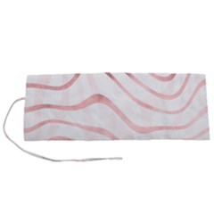 Pink Abstract Stripes On White Roll Up Canvas Pencil Holder (s) by SpinnyChairDesigns