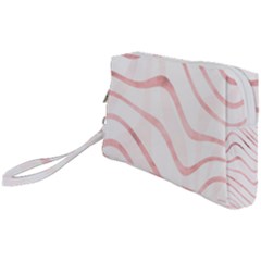 Pink Abstract Stripes On White Wristlet Pouch Bag (small) by SpinnyChairDesigns