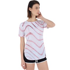 Pink Abstract Stripes On White Perpetual Short Sleeve T-shirt by SpinnyChairDesigns