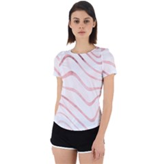 Pink Abstract Stripes On White Back Cut Out Sport Tee by SpinnyChairDesigns