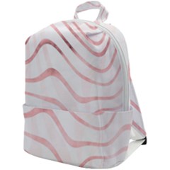 Pink Abstract Stripes On White Zip Up Backpack