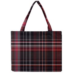 Red Black White Plaid Stripes Mini Tote Bag by SpinnyChairDesigns