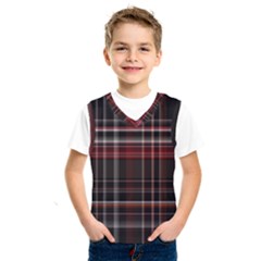 Red Black White Plaid Stripes Kids  Sportswear by SpinnyChairDesigns