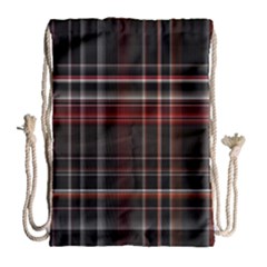 Red Black White Plaid Stripes Drawstring Bag (large) by SpinnyChairDesigns