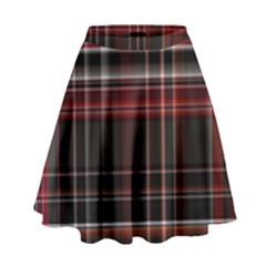 Red Black White Plaid Stripes High Waist Skirt by SpinnyChairDesigns