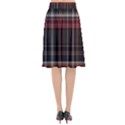 Red Black White Plaid Stripes Flared Midi Skirt View2