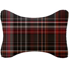 Red Black White Plaid Stripes Seat Head Rest Cushion by SpinnyChairDesigns