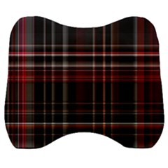 Red Black White Plaid Stripes Velour Head Support Cushion by SpinnyChairDesigns