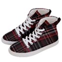 Red Black White Plaid Stripes Men s Hi-Top Skate Sneakers View2