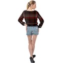 Red Black White Plaid Stripes Banded Bottom Chiffon Top View2