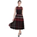 Red Black White Plaid Stripes Round Neck Boho Dress View1