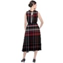 Red Black White Plaid Stripes Round Neck Boho Dress View2