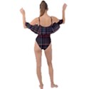 Red Black White Plaid Stripes Drape Piece Swimsuit View2