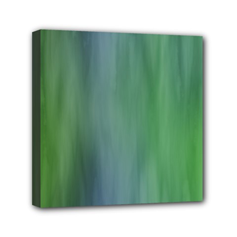 Green Blue Gradient Batik Mini Canvas 6  X 6  (stretched) by SpinnyChairDesigns