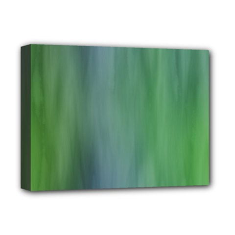 Green Blue Gradient Batik Deluxe Canvas 16  X 12  (stretched)  by SpinnyChairDesigns