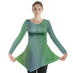 Green Blue Gradient Batik Long Sleeve Tunic  by SpinnyChairDesigns