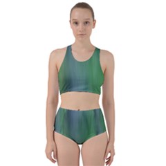 Green Blue Gradient Batik Racer Back Bikini Set by SpinnyChairDesigns