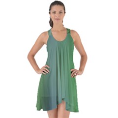 Green Blue Gradient Batik Show Some Back Chiffon Dress by SpinnyChairDesigns