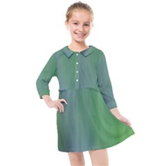 Green Blue Gradient Batik Kids  Quarter Sleeve Shirt Dress