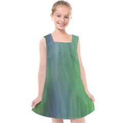 Green Blue Gradient Batik Kids  Cross Back Dress by SpinnyChairDesigns