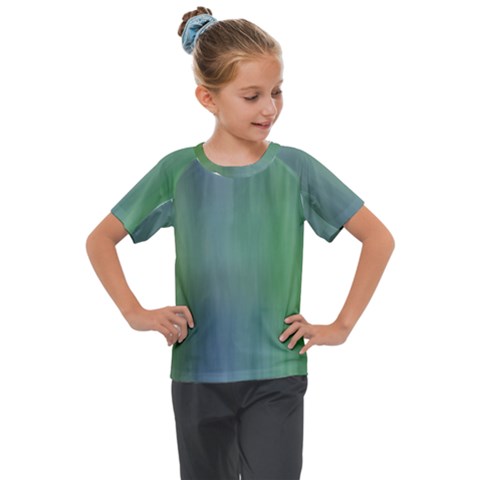 Green Blue Gradient Batik Kids  Mesh Piece Tee by SpinnyChairDesigns