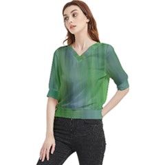 Green Blue Gradient Batik Quarter Sleeve Blouse