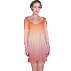 Vermilion Coral Sunset Gradient Ombre Long Sleeve Nightdress by SpinnyChairDesigns