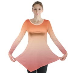 Vermilion Coral Sunset Gradient Ombre Long Sleeve Tunic  by SpinnyChairDesigns